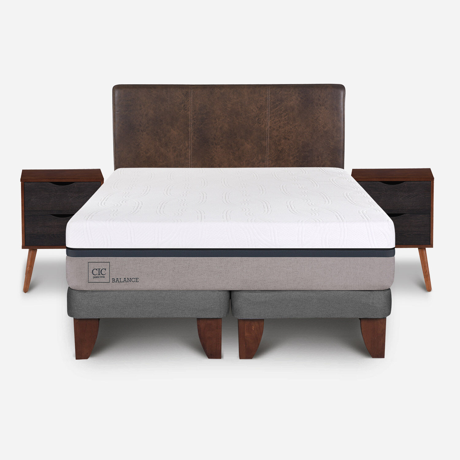Cama Europea 2 Plazas Balance Base Dividida + Set Baker
