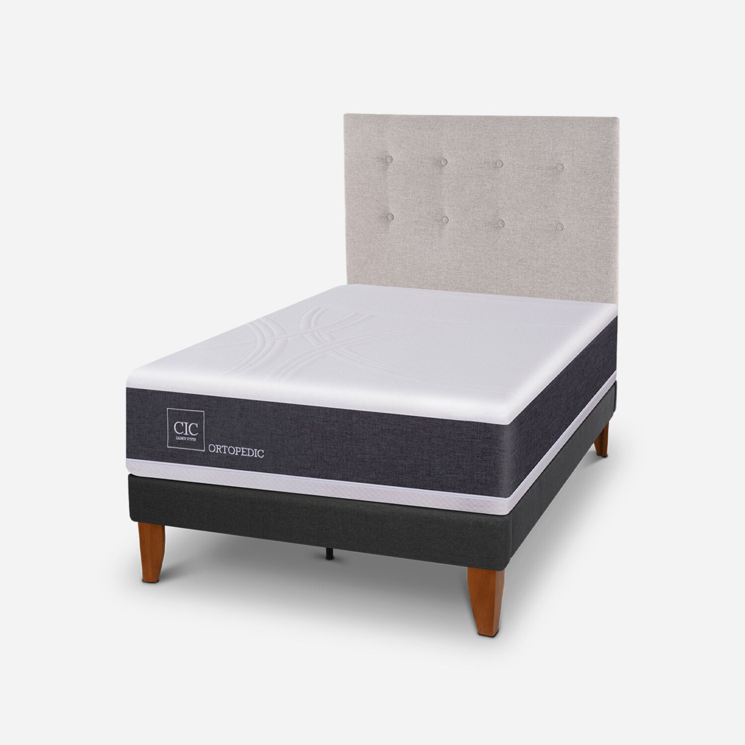 Cama Europea Curve 1.5 Plazas Ortopedic + Respaldo Tigris