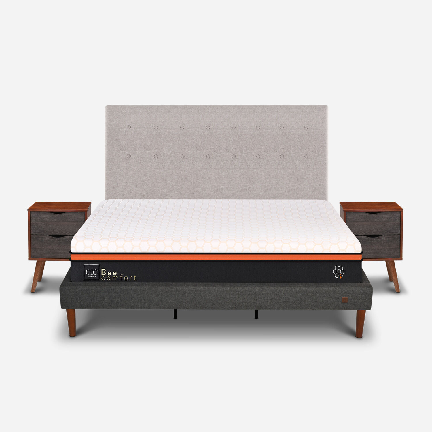 Cama Europea Curve King Bee Comfort + Set Tigris