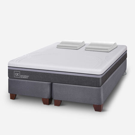 Box Spring 2 Plazas Ortopedic Advance Base Dividida + Almohadas Viscoel&aacute;sticas