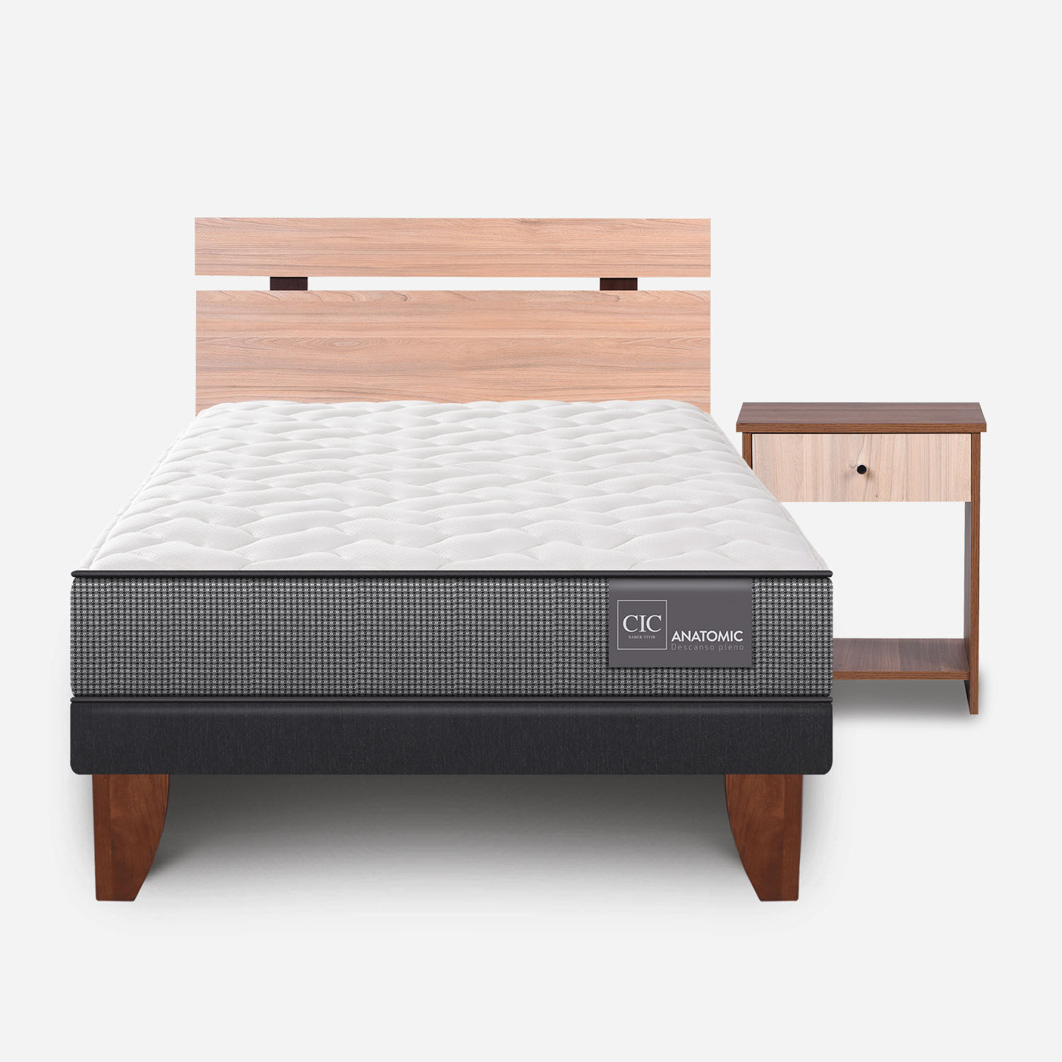 Cama Europea 1,5 Plazas Anatomic + Set Olmo