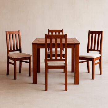 Comedor 4 Sillas Ñuble Caramelo - Tela Beige