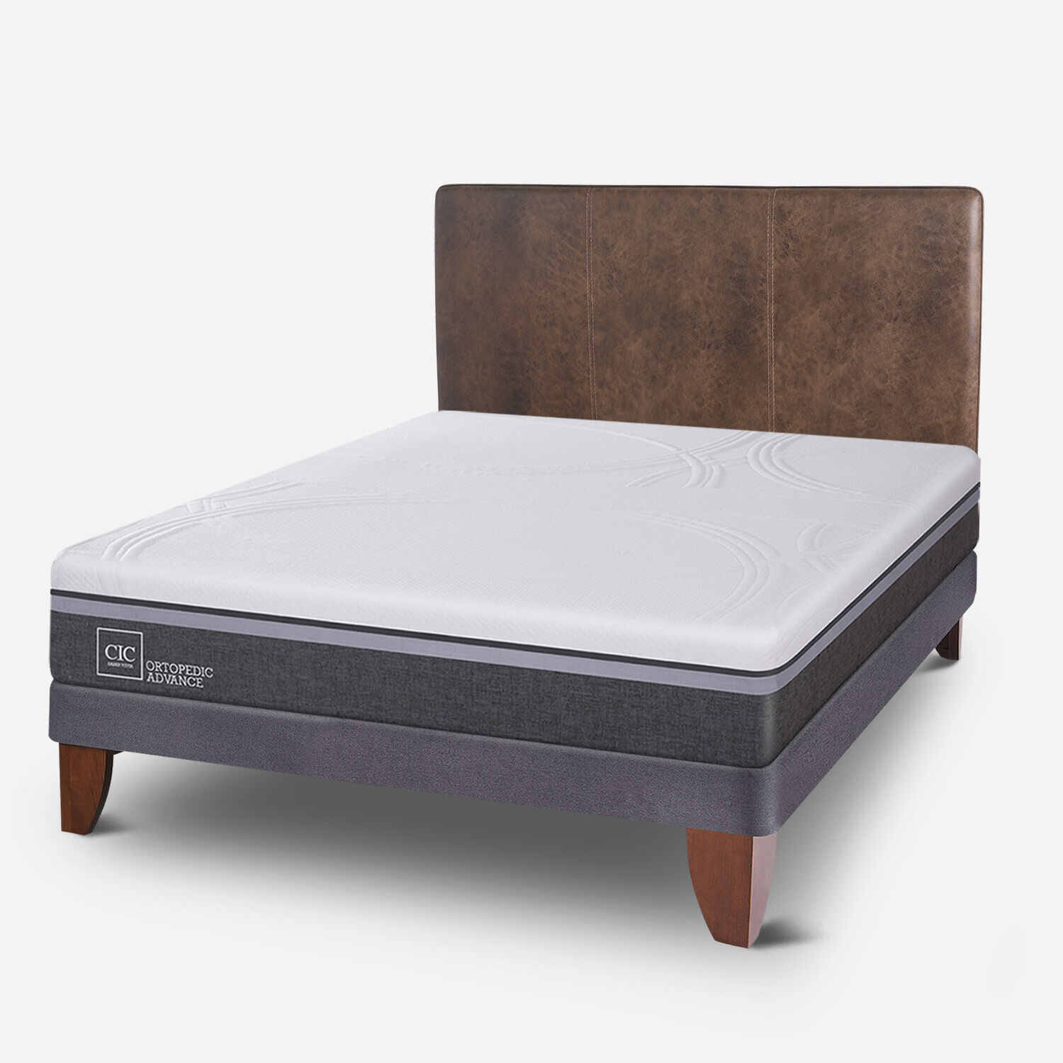 Cama Europea 2 Plazas Ortopedic Advance Base Normal + Respaldo Baker