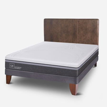 Cama Europea 2 Plazas Ortopedic Advance Base Normal + Respaldo Baker