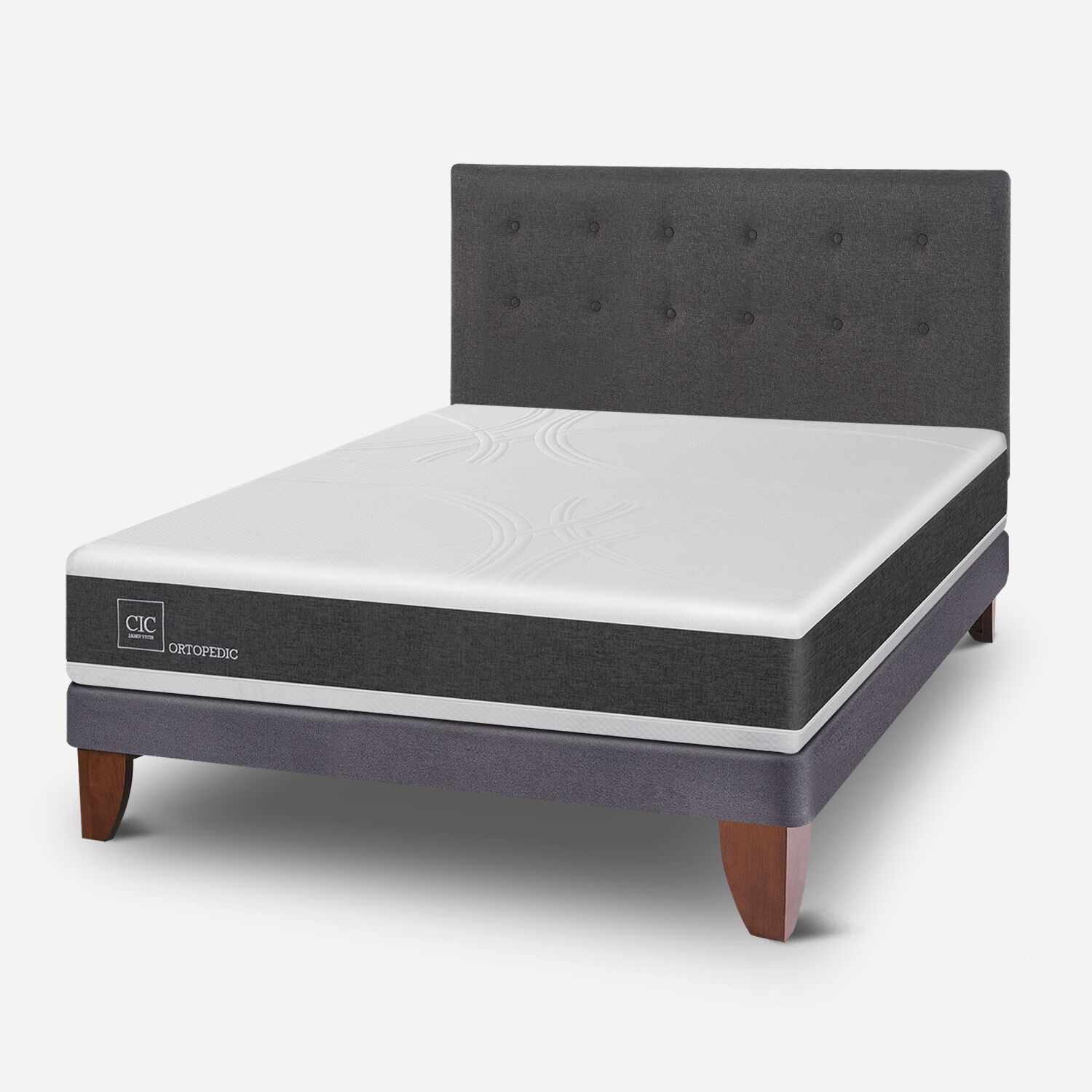 Cama Europea 2 Plazas Ortopedic Base Normal + Respaldo &Eacute;ufrates