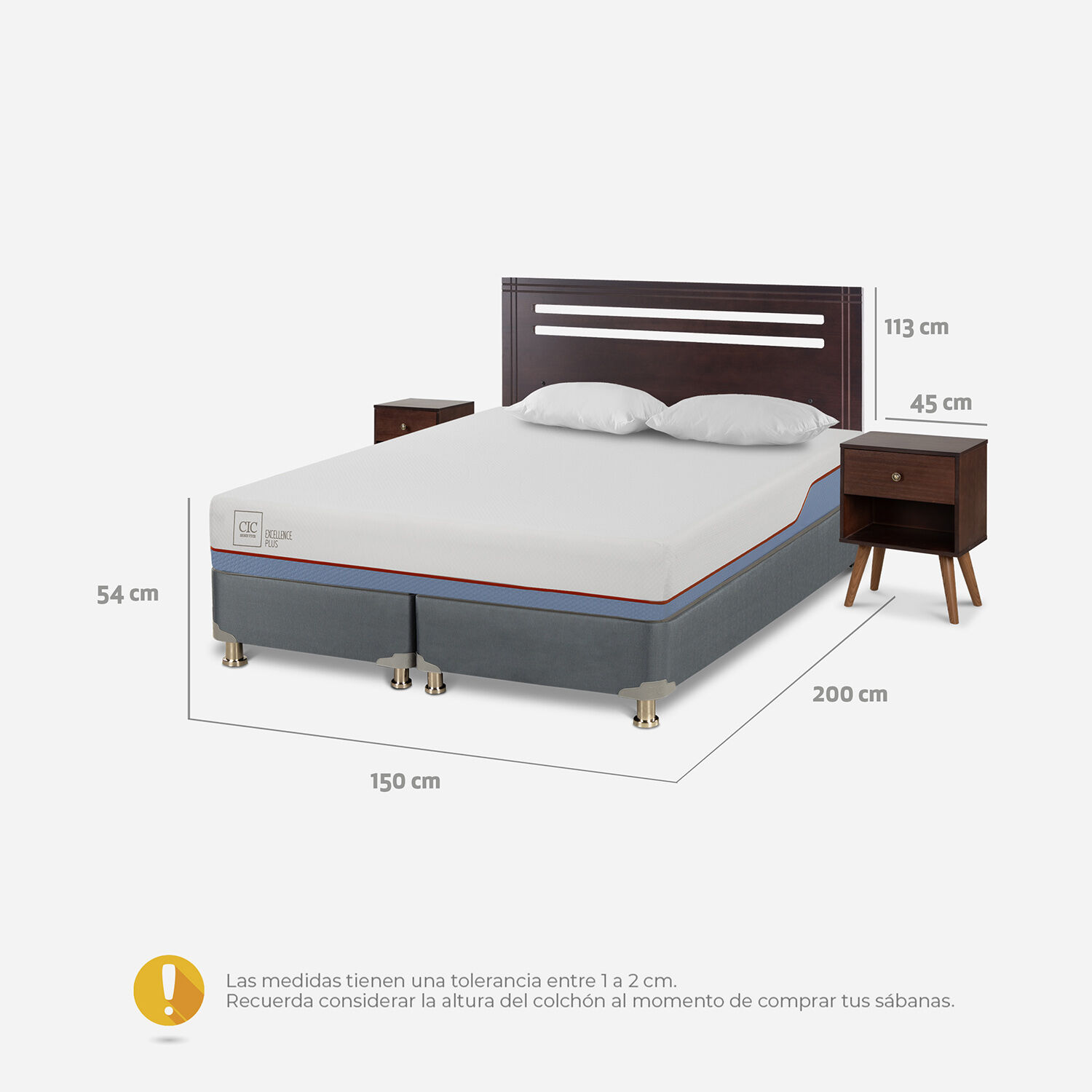 Cama Americana 2 Plazas Base Dividida Excellence Plus + Set M&uacute;nich Chocolate
