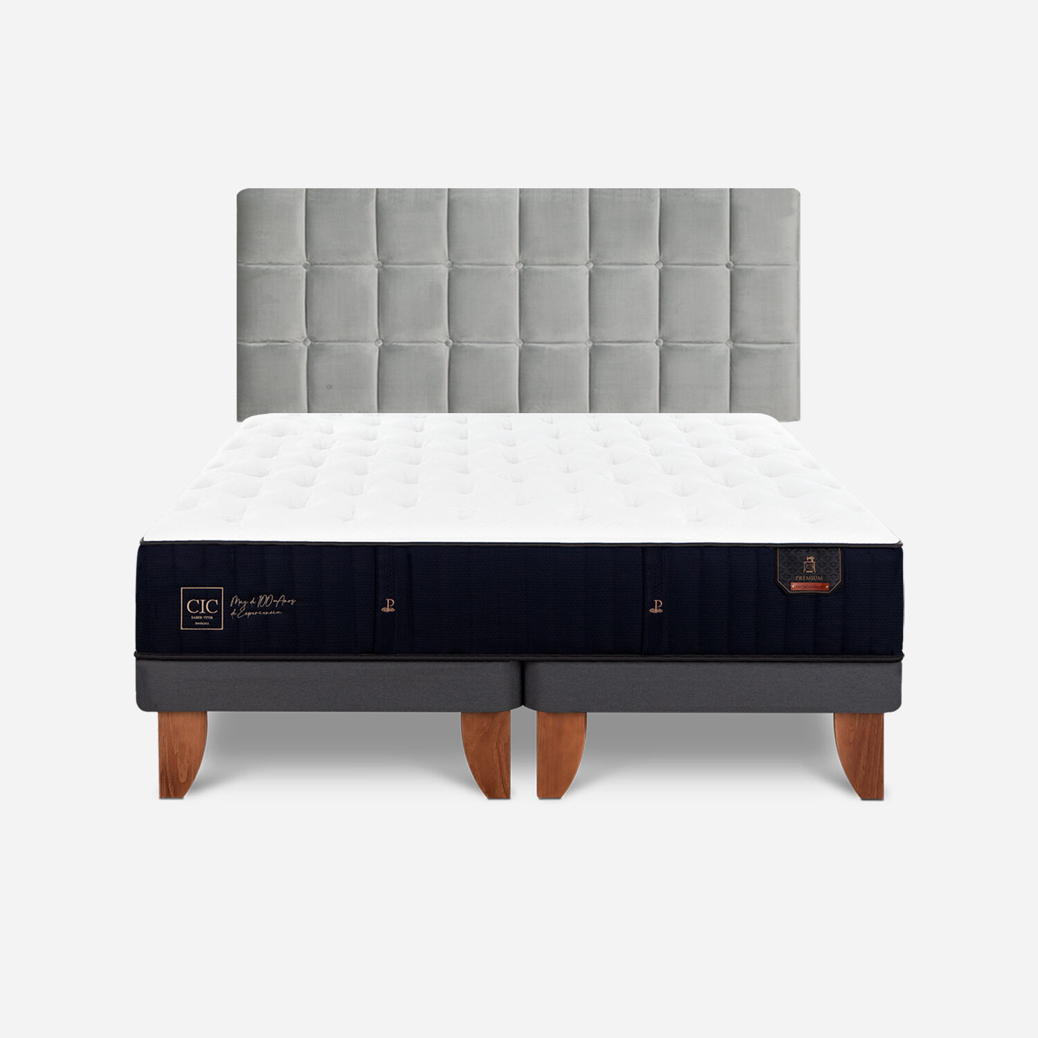 Cama Europea 2 Plazas Premium Base Dividida + Respaldo Sile