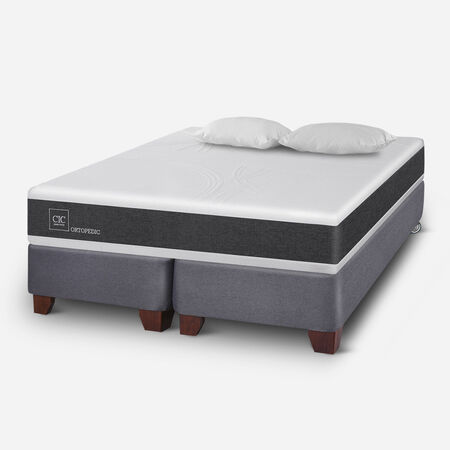 Box Spring 2 Plazas Ortopedic Base Dividida + Almohadas