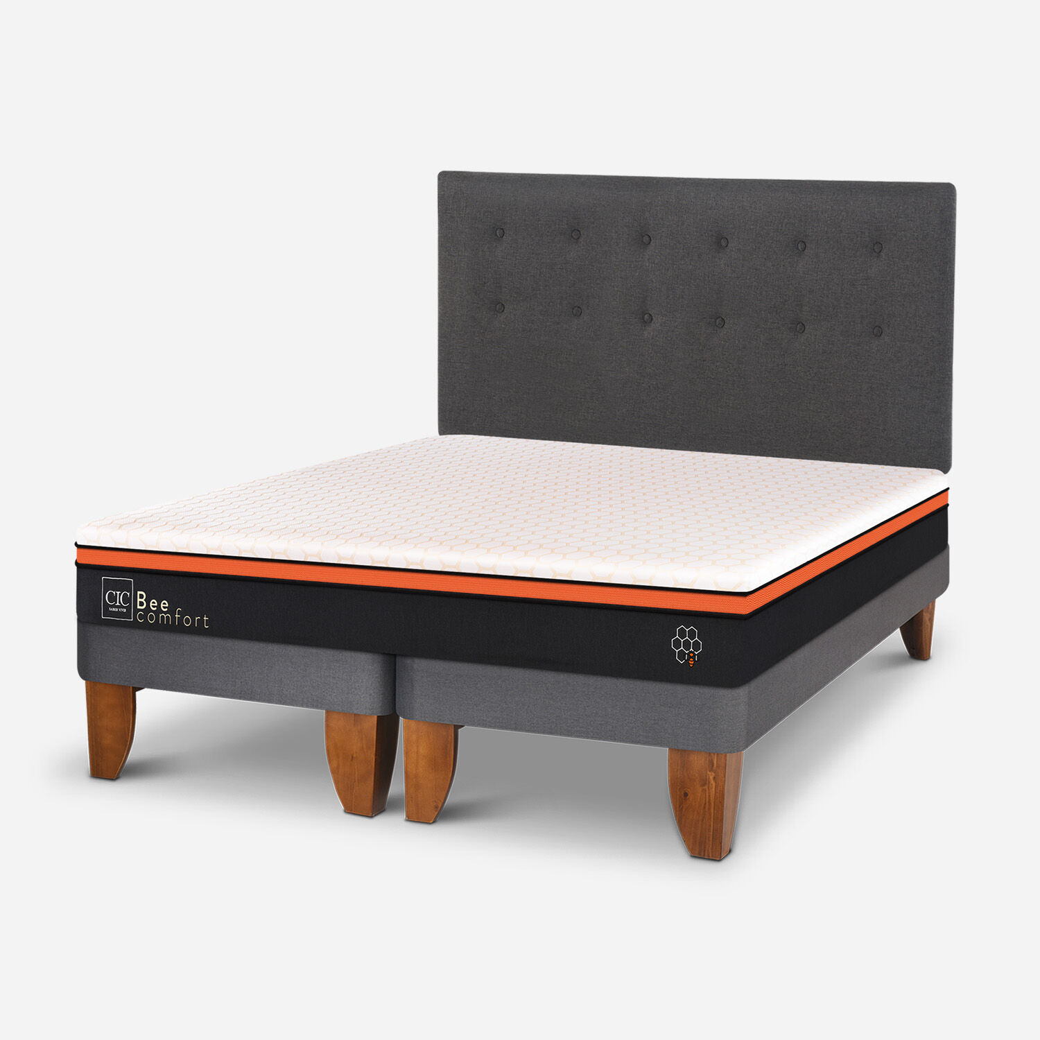 Cama Europea 2 Plazas Bee Comfort Base Dividida + Respaldo &Eacute;ufrates