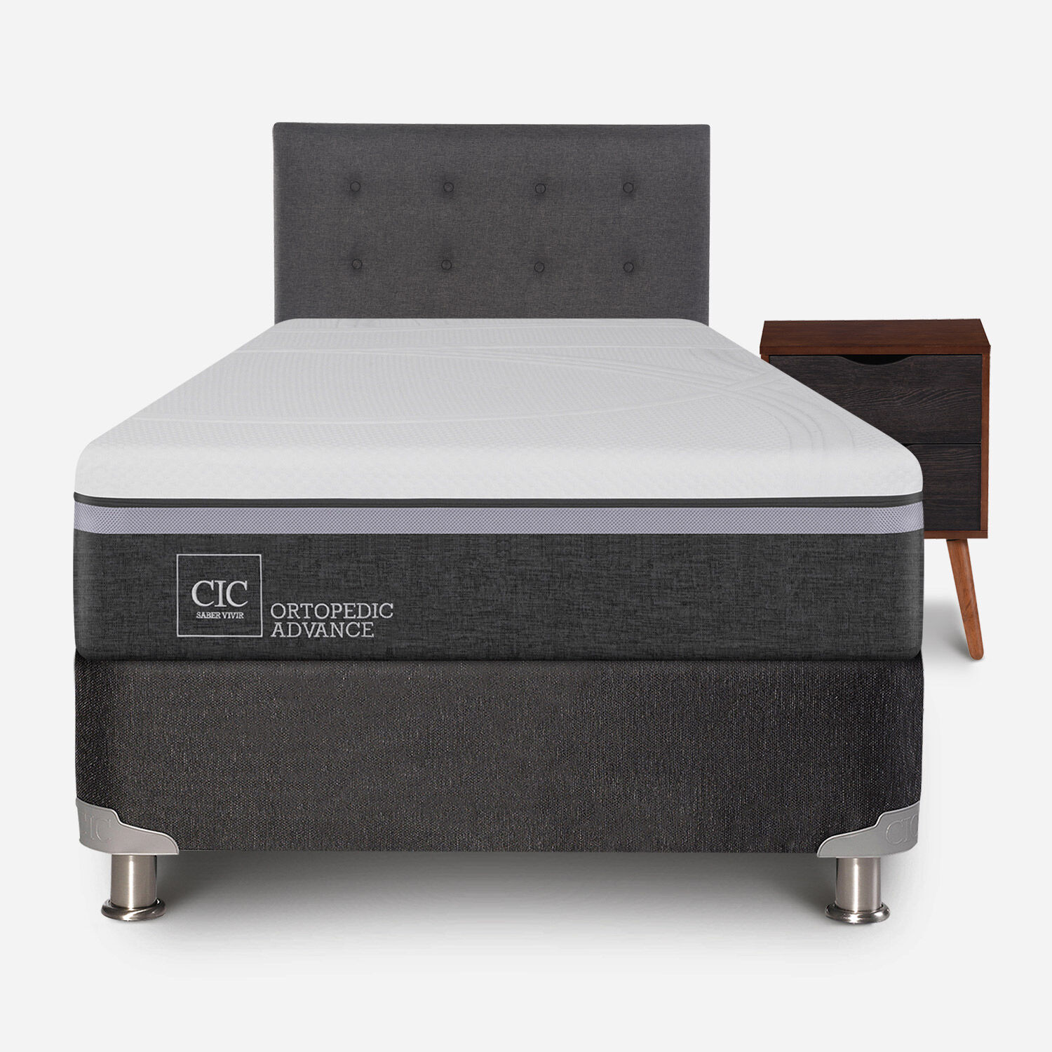 Box Spring 1,5 Plazas Ortopedic Advance 5 Zonas + Set Éufrates
