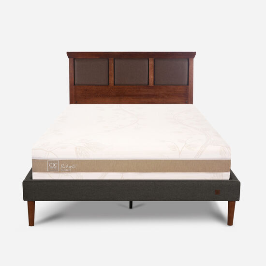 Cama Europea Curve 2 Plazas Rilassati Smart + Respaldo New Torino Caramel