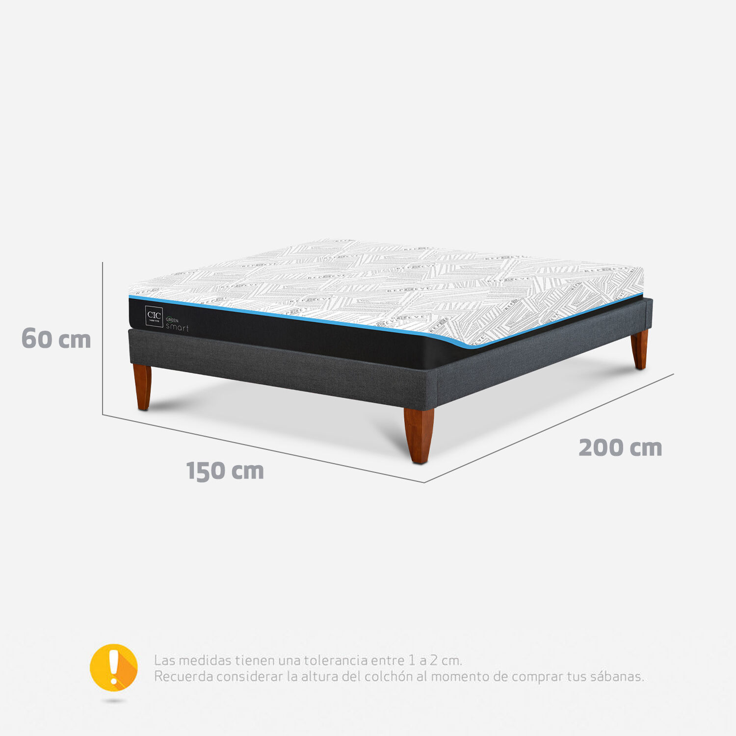 Cama Europea Box 2 Plazas Infinity Green