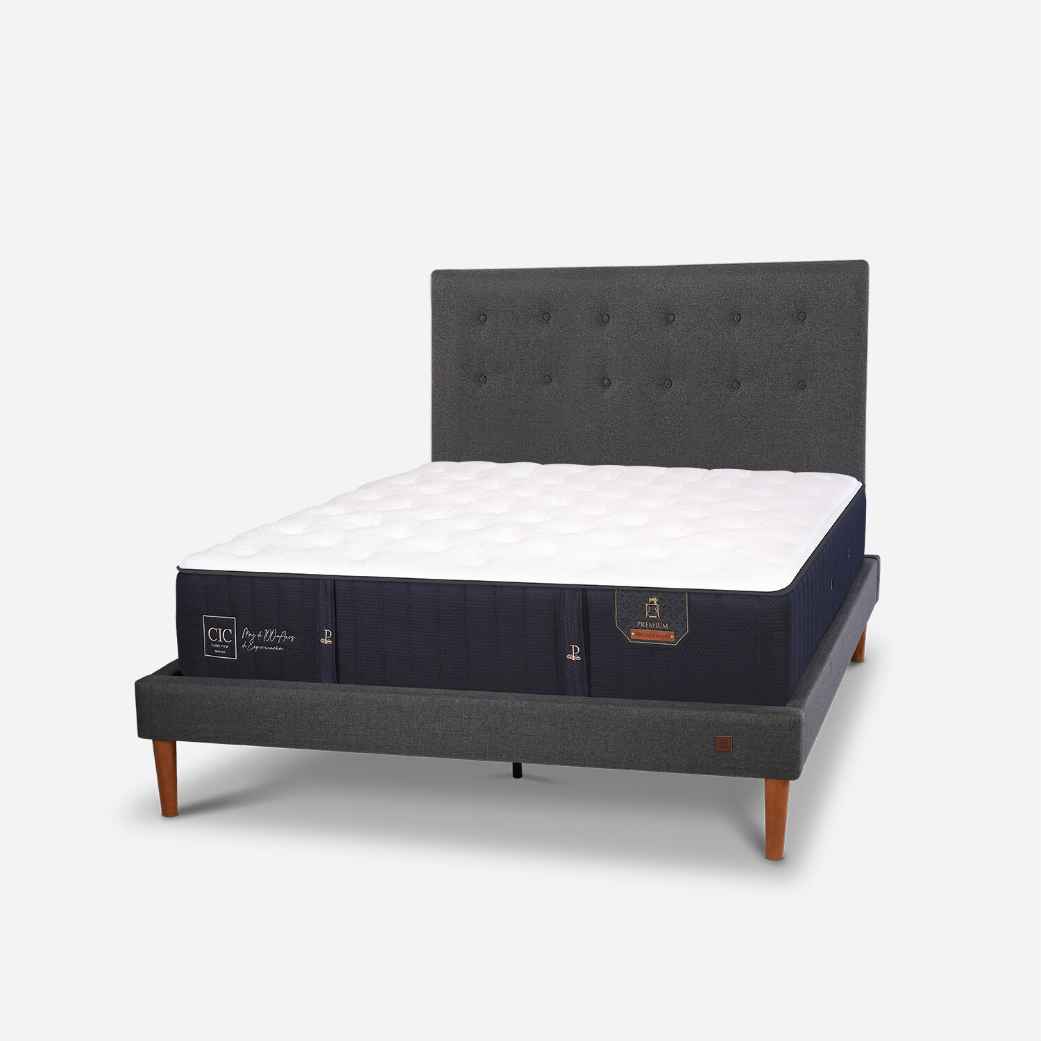 Cama Europea Curve 2 Plazas Premium + Respaldo &Eacute;ufrates