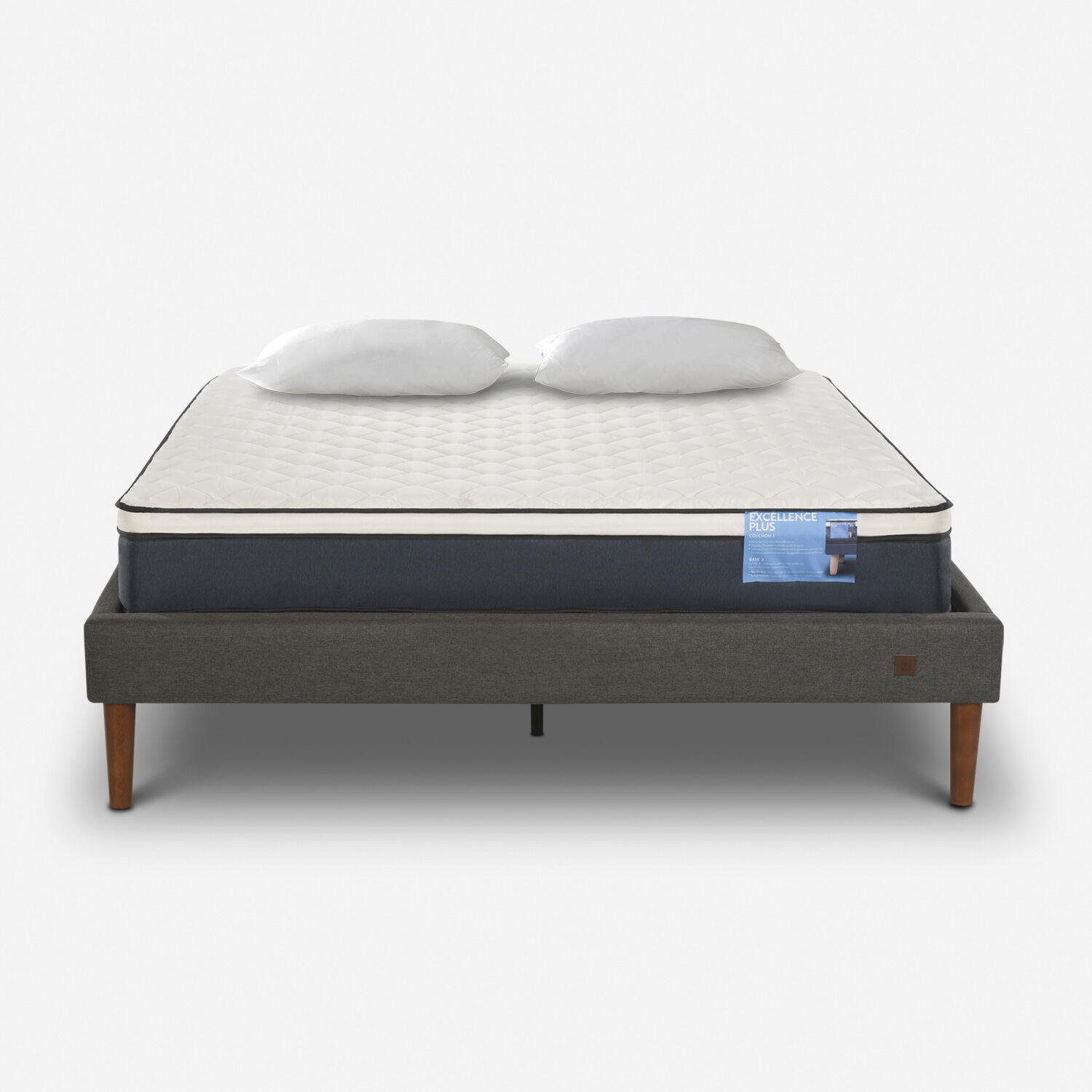 Cama Europea Curve 2 Plazas Excellence Plus + Almohadas