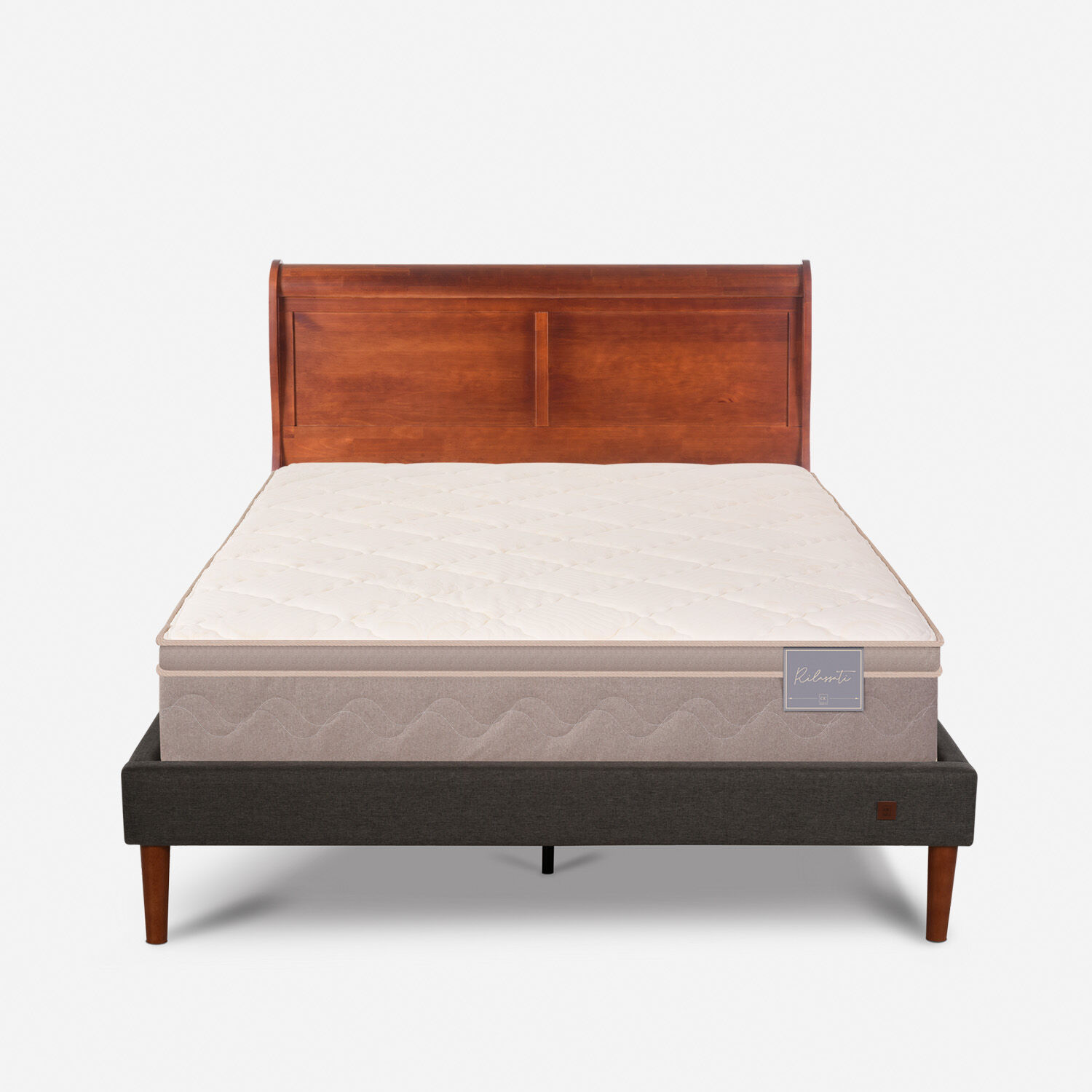 Cama Europea Curve 2 Plazas Rilassati + Respaldo Mir&oacute; Caramel