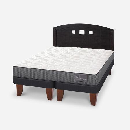 Cama Europea 2 Plazas Anatomic Base Dividida + Respaldo Gales Negro