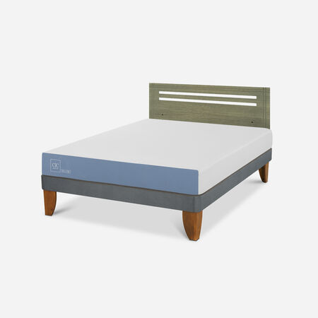 Cama Europea 2 Plazas Excellence Base Normal + Respaldo M&uacute;nich Olivo