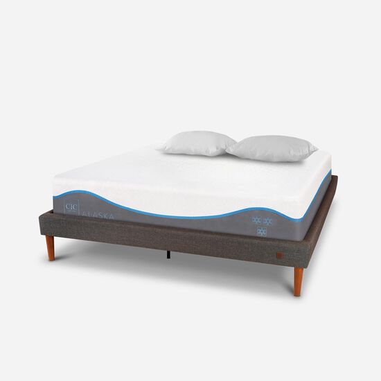 Cama Europea Curve 2 Plazas Alaska + Almohadas