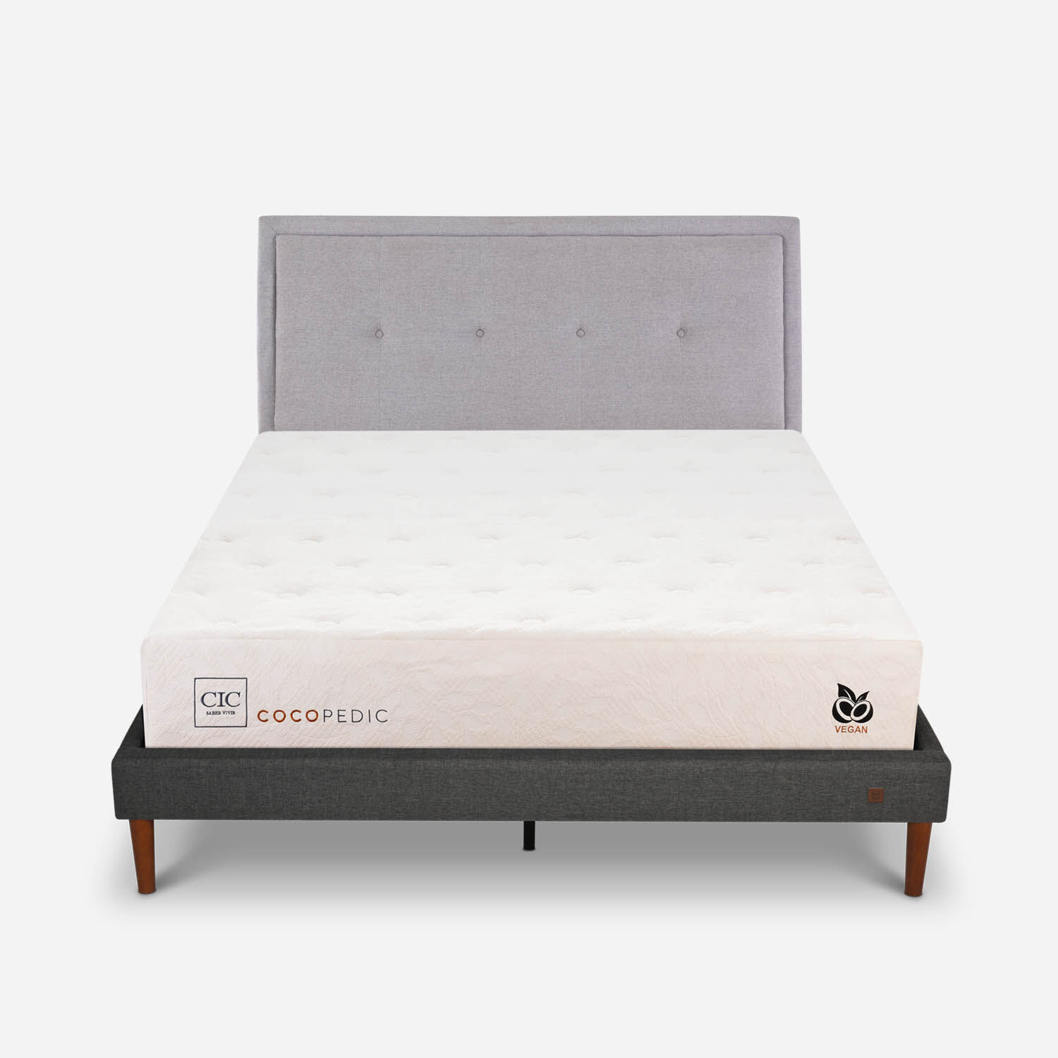 Cama Europea Curve 2 Plazas Cocopedic + Respaldo Ganges