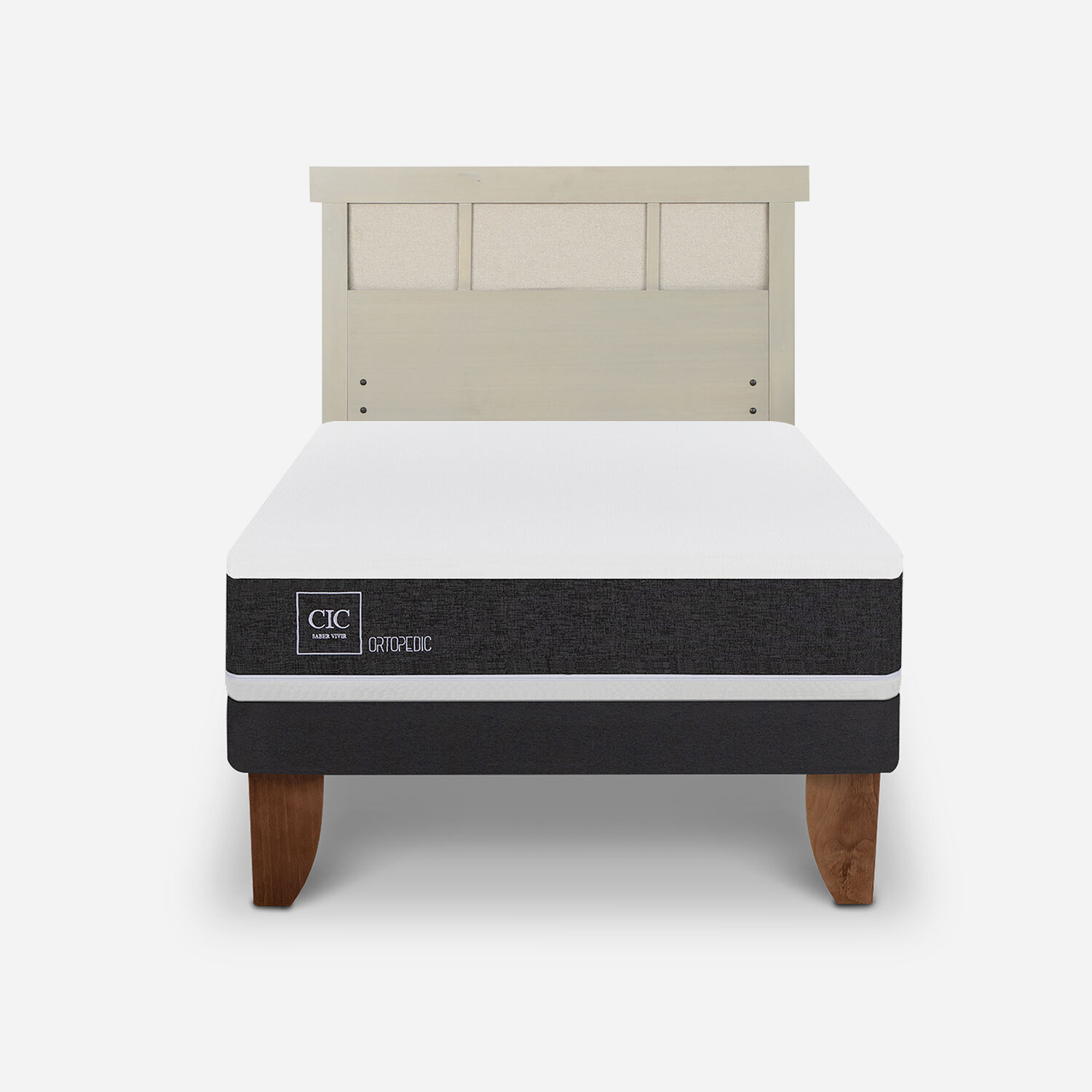 Cama Europea 1,5 Plazas Ortopedic + Respaldo Dublín Alpino