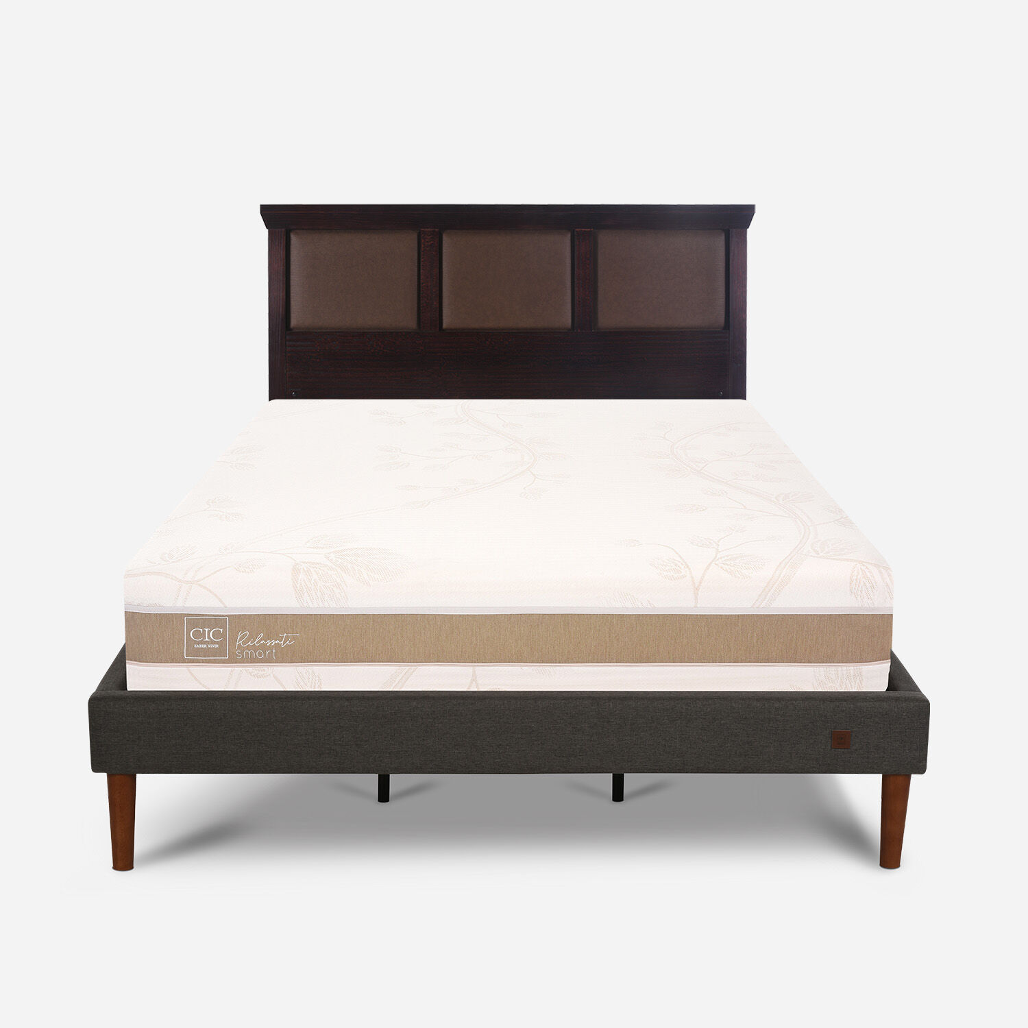 Cama Europea Curve King Rilassati Infinity + Respaldo Torino Chocolate