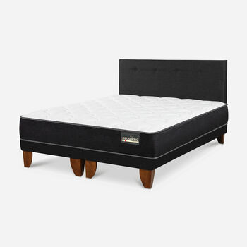 Cama Europea Belsogno 2 Plazas Plus Black con Base Dividida y Respaldo Black