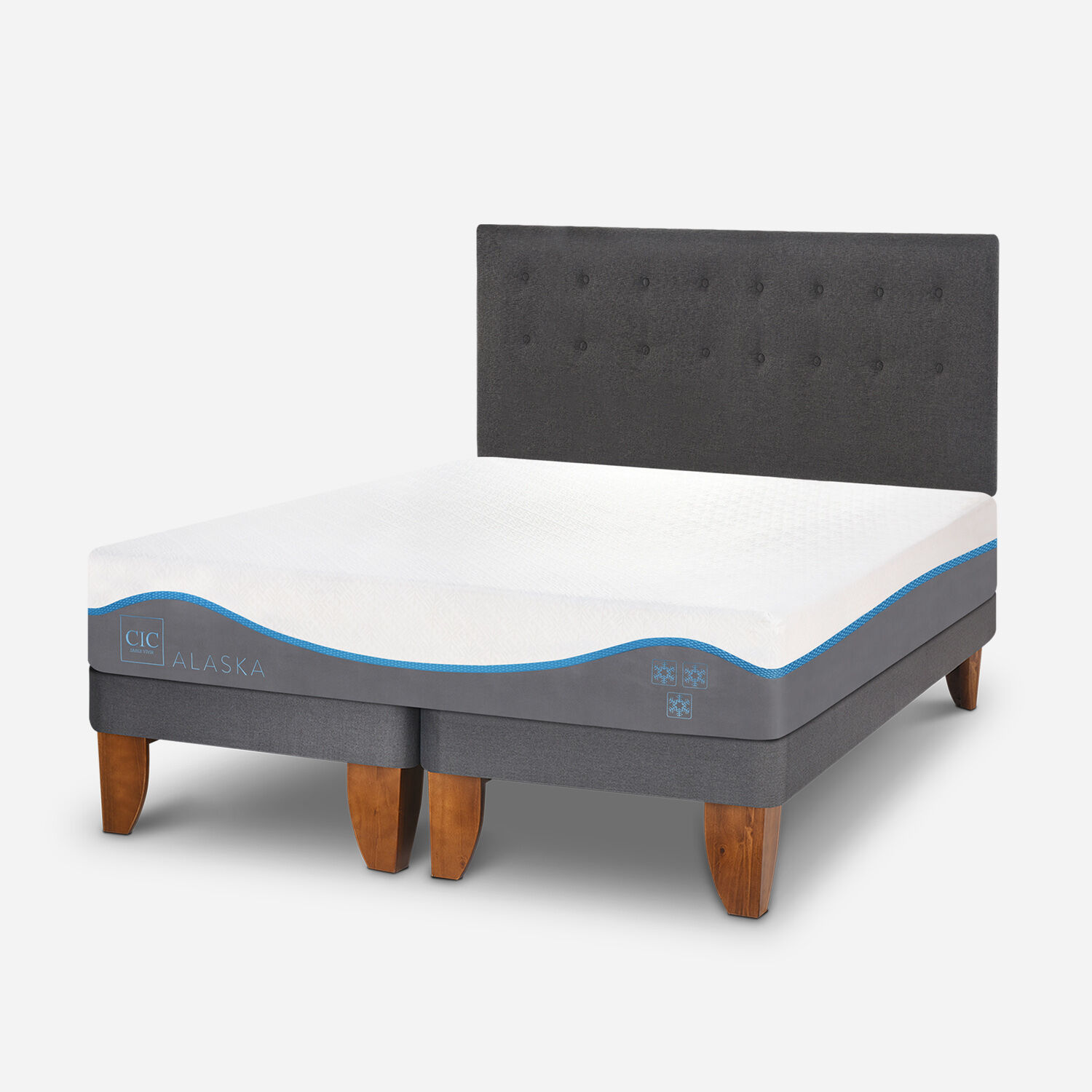 Cama Europea King Alaska + Respaldo &Eacute;ufrates