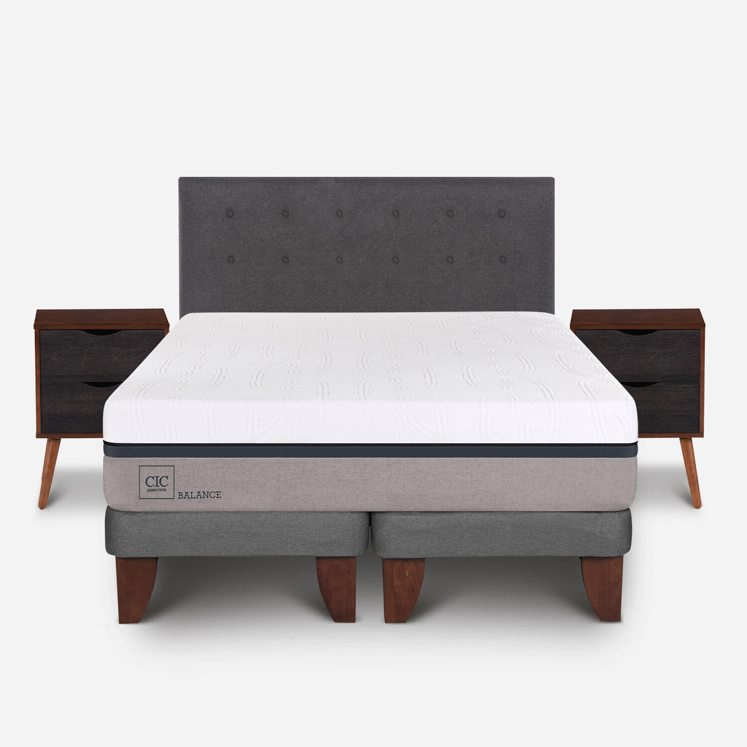 Cama Europea 2 Plazas Balance Base Dividida + Set Éufrates