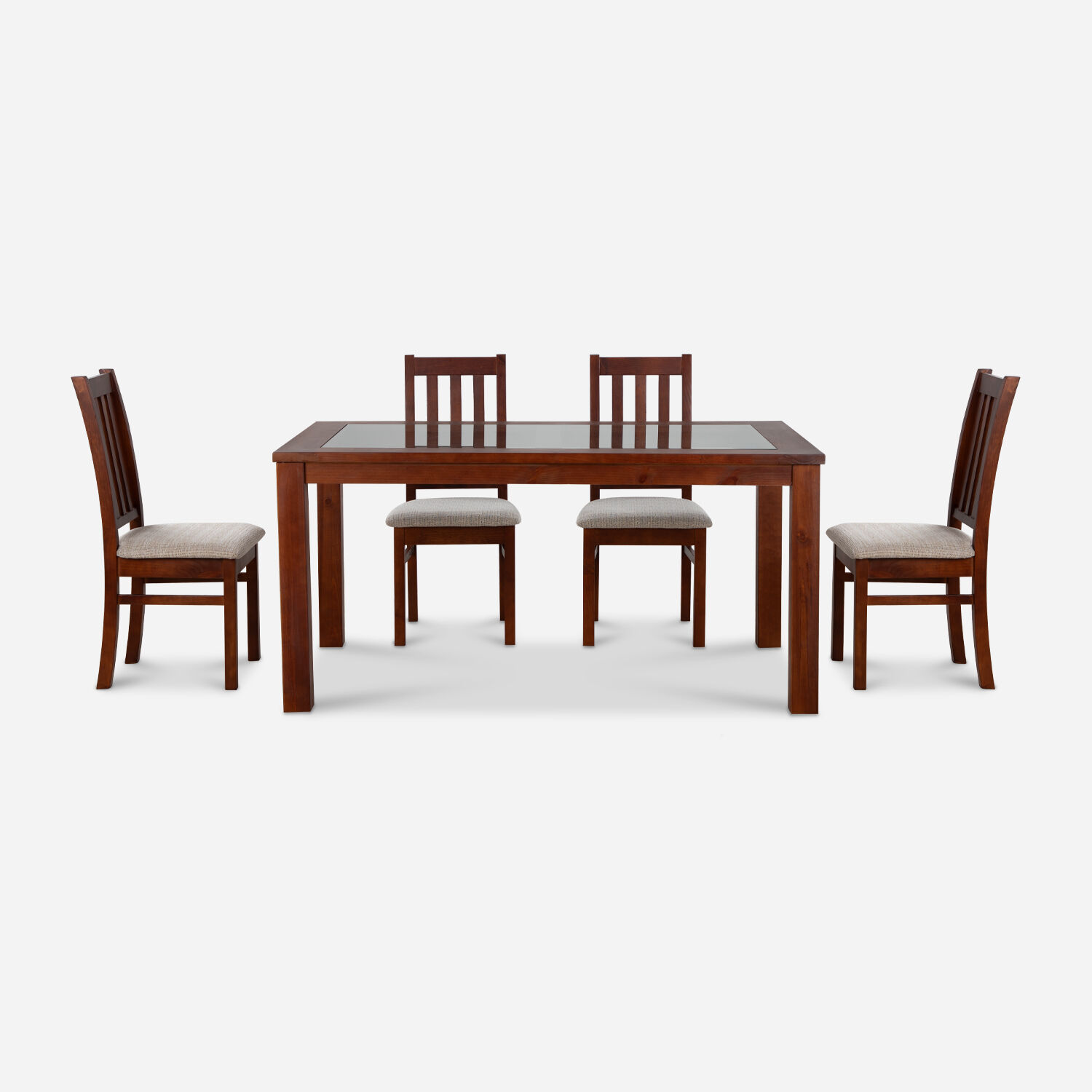 Comedor de Vidrio 6 Sillas Ñuble Caramelo - Beige