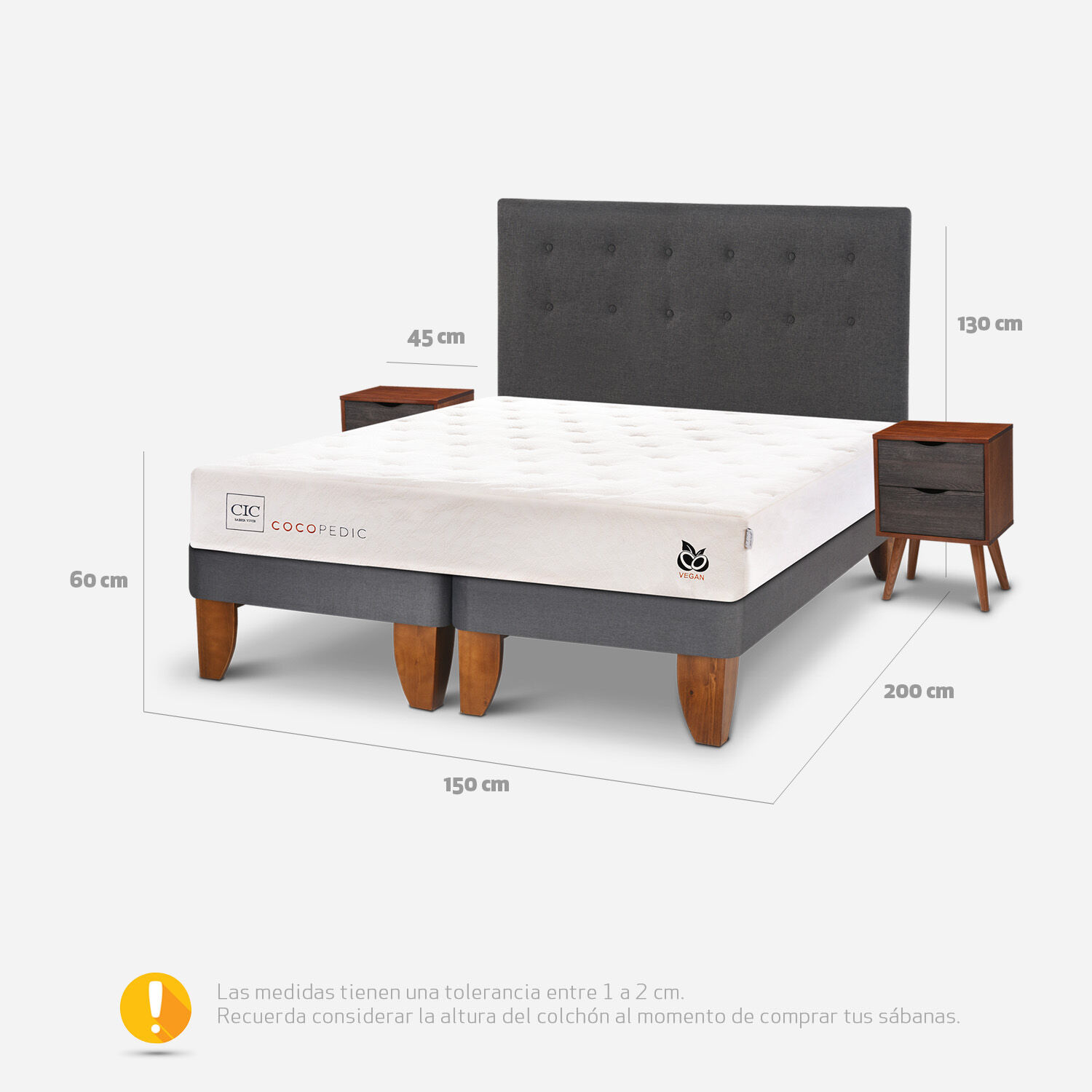Cama Europea 2 Plazas Cocopedic Base Dividida + Set &Eacute;ufrates