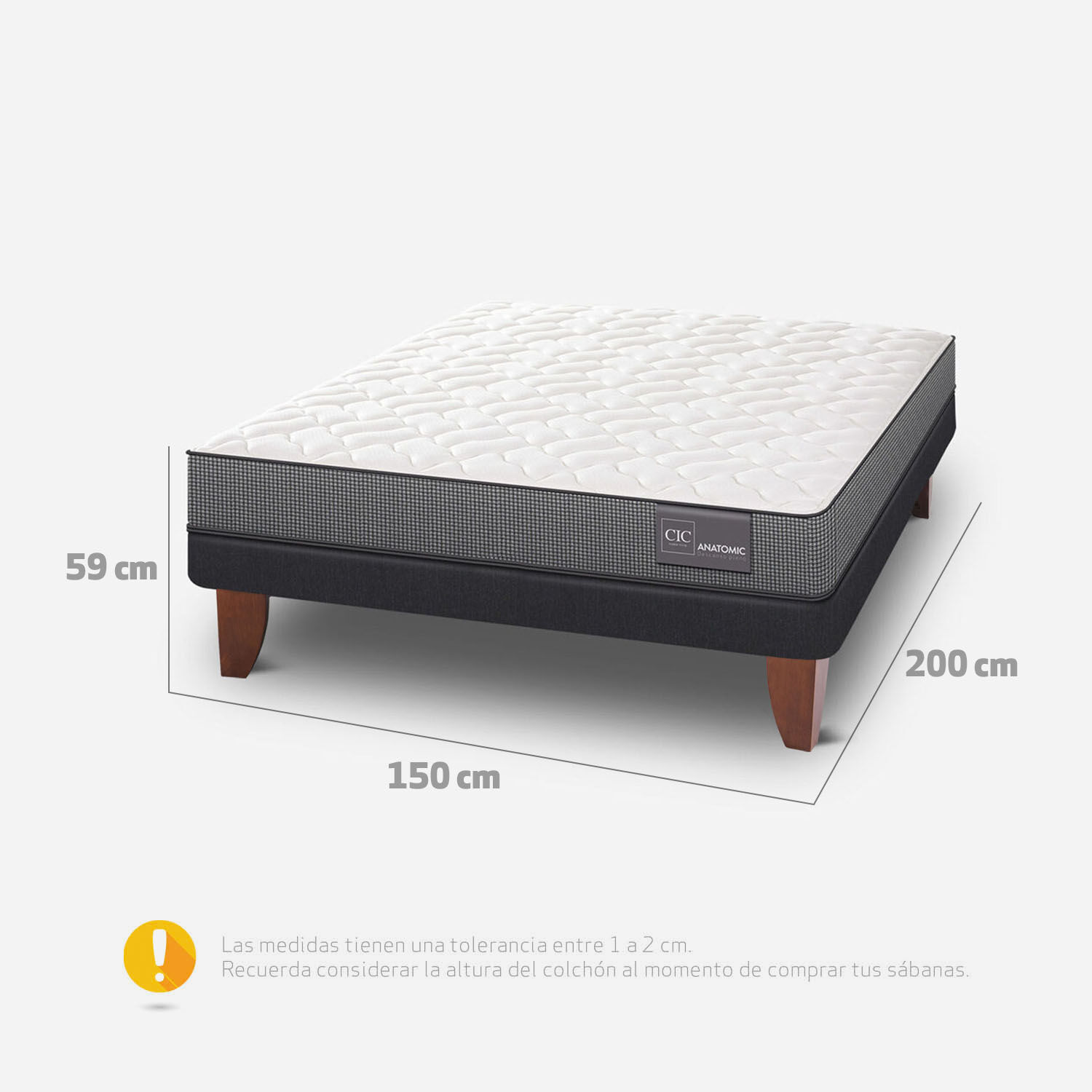 Cama Europea 2 Plazas Anatomic Base Normal