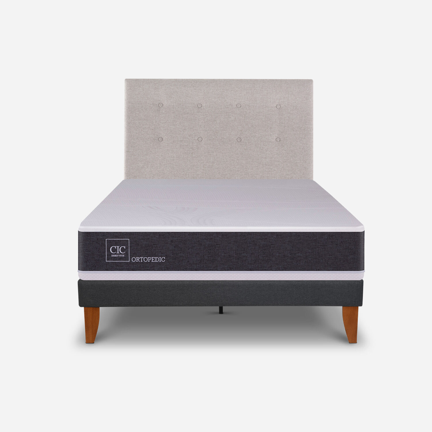 Cama Europea Curve 1,5 Plazas Ortopedic + Respaldo Tigris