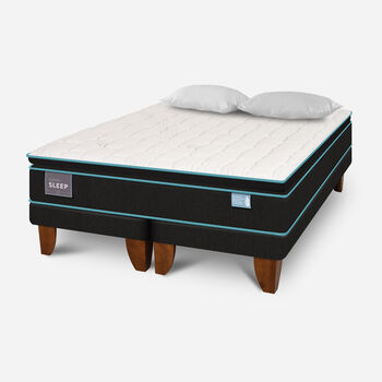 Cama Europea King Green Sleep Base Dividida + Almohada