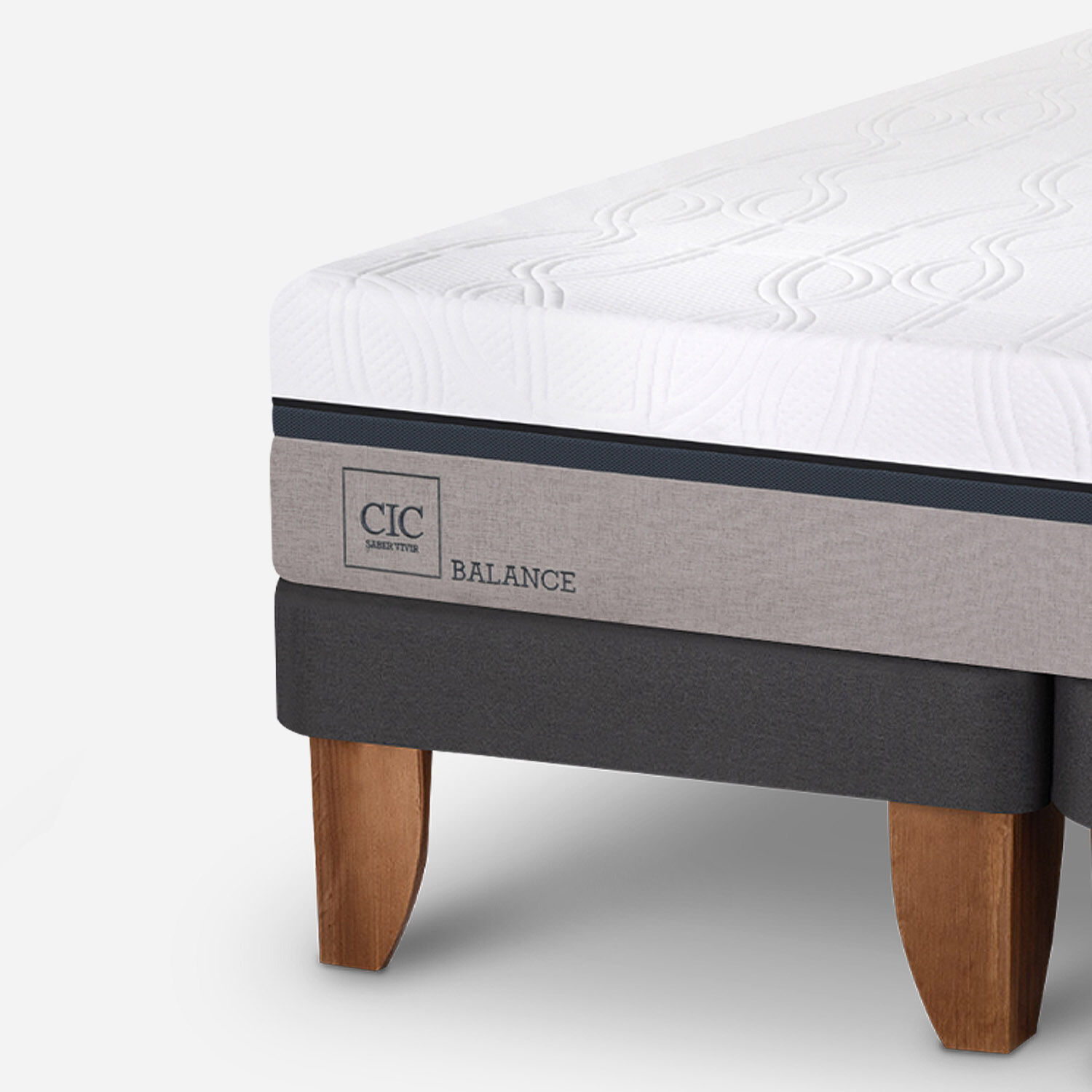 Cama Europea King Balance + Respaldo Dubl&iacute;n Gris