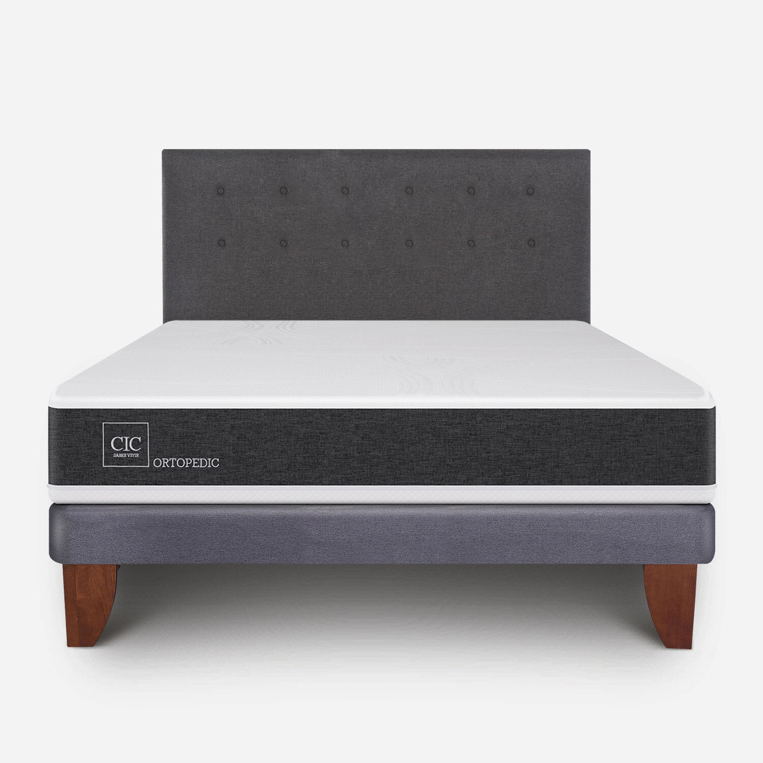Cama Europea 2 Plazas Ortopedic Base Normal + Respaldo Éufrates