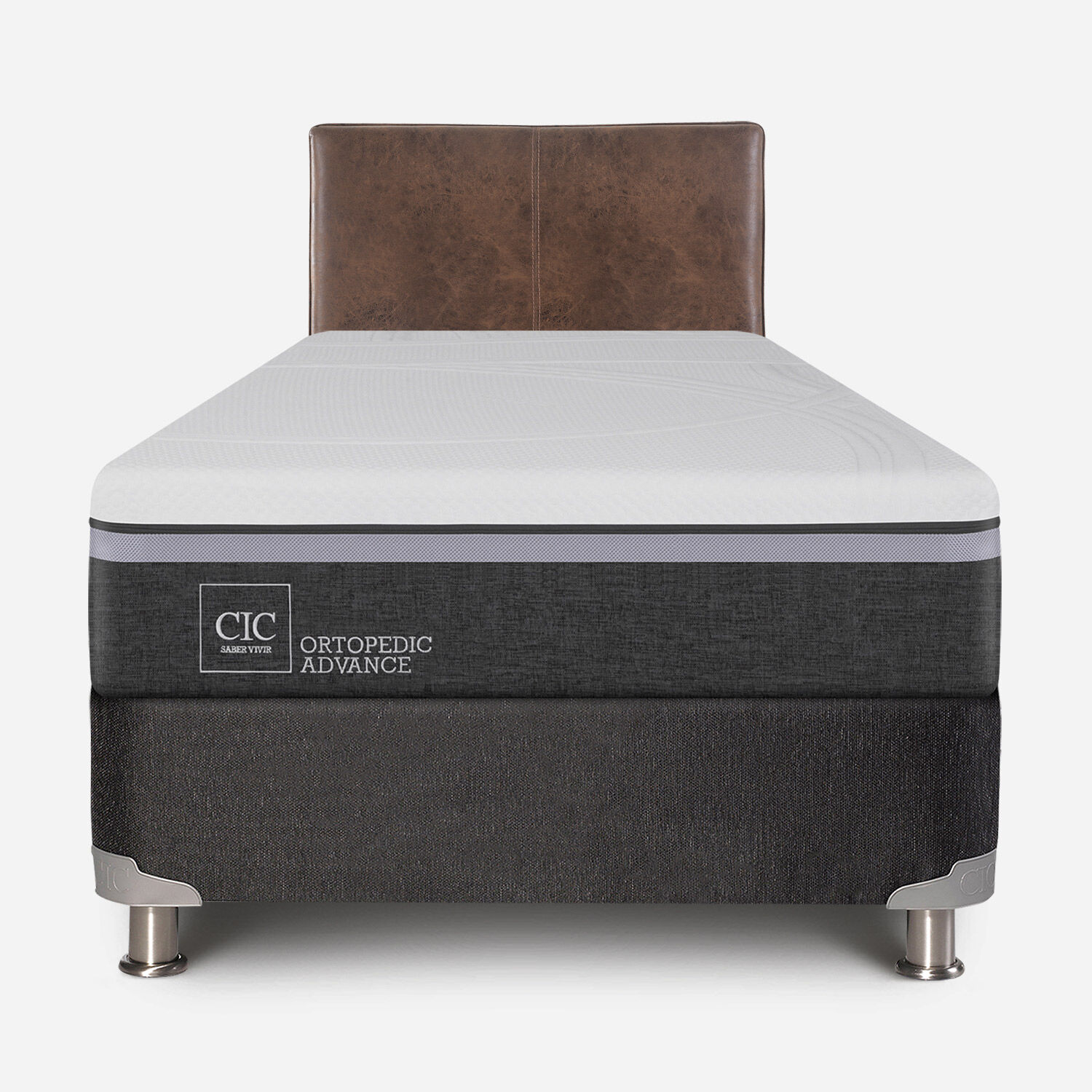 Box Spring 1,5 Plazas Ortopedic Advance 5 Zonas + Respaldo Baker