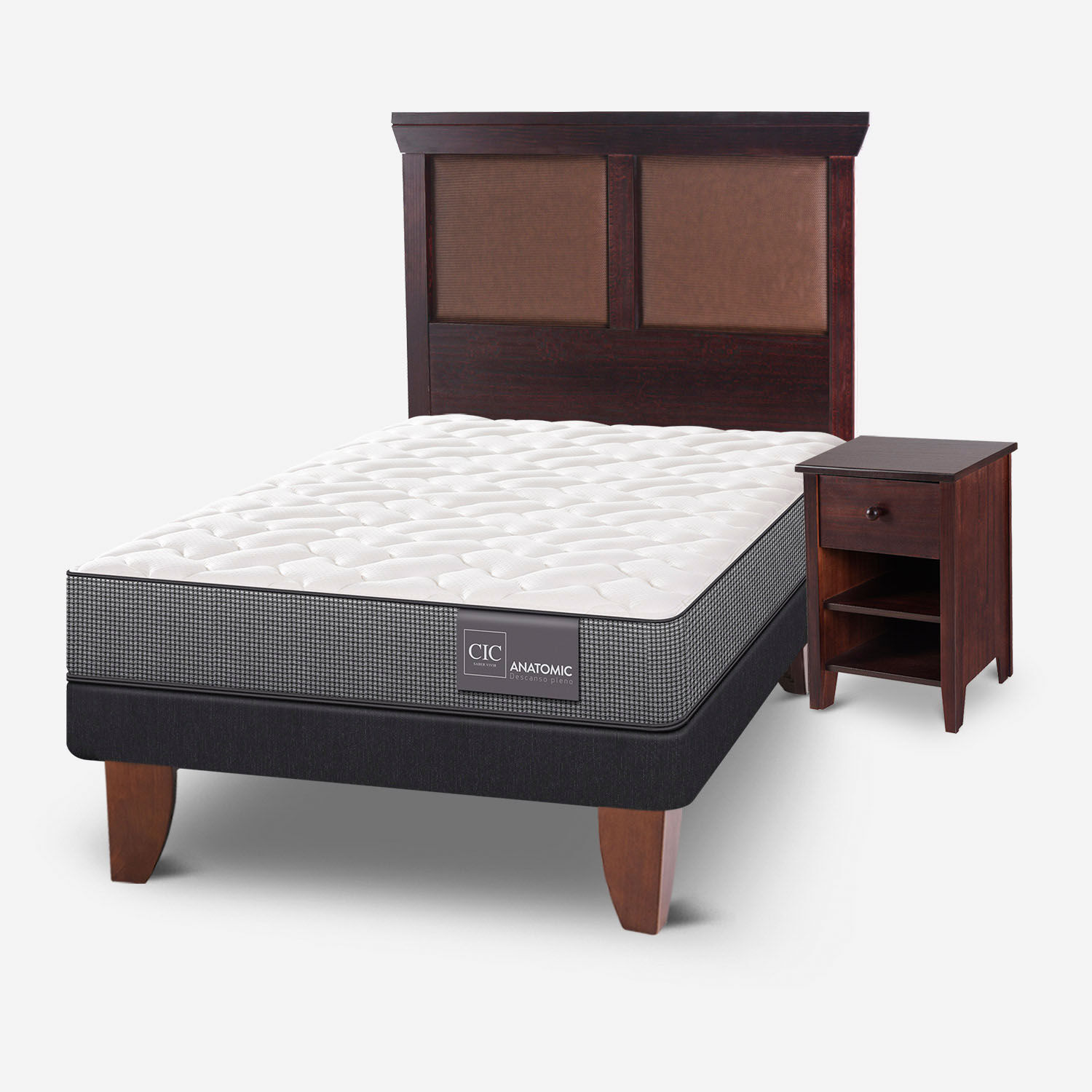 Cama Europea 1,5 Plazas Anatomic + Set Torino Chocolate
