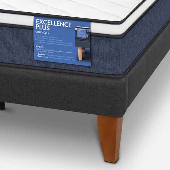 Cama Europea Curve 1.5 Plazas Excellence Plus + Set Enio
