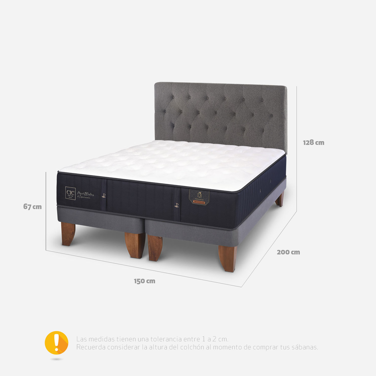 Cama Europea 2 Plazas Premium Base Dividida + Respaldo Kavery