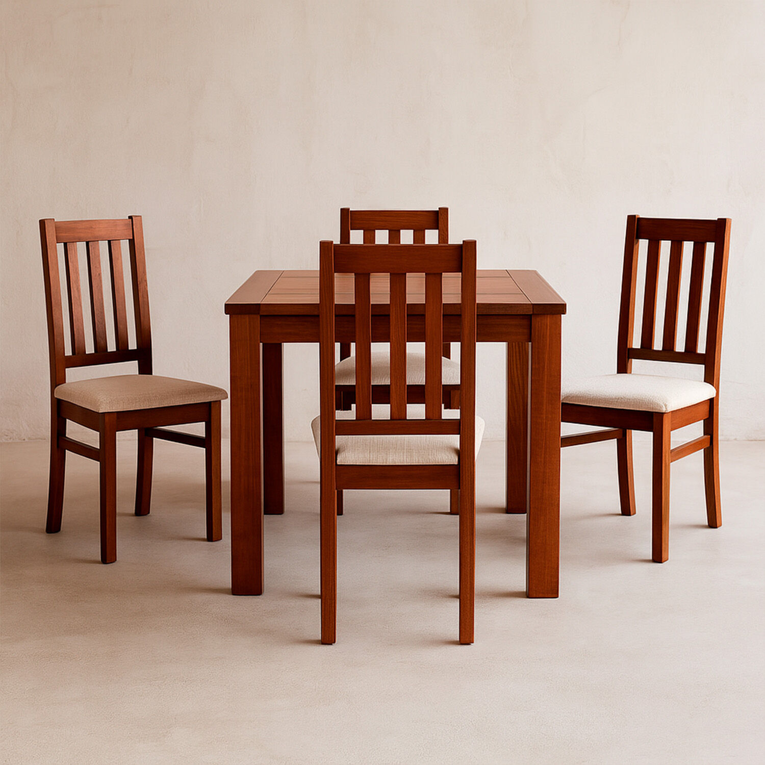 Comedor 4 Sillas &Ntilde;uble Caramelo - Tela Beige