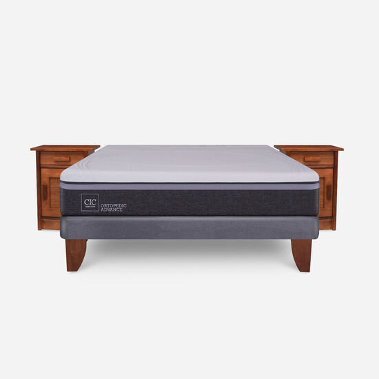 Cama Europea 2 Plazas Base Normal Ortopedic Advance + Veladores Milán