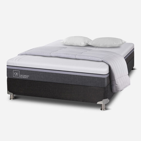 Box Spring 2 Plazas Ortopedic Advance Base Normal 5 Zonas + Almohadas + Plumón