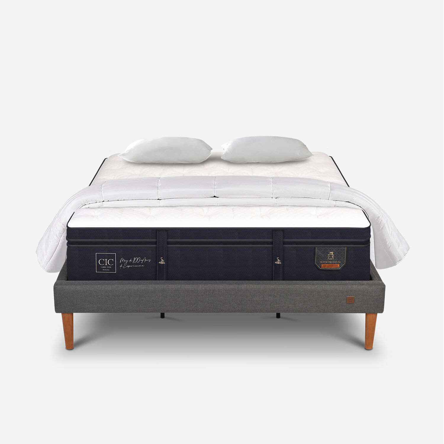 Cama Europea Curve King Super Premium Almohadas + Plum&oacute;n