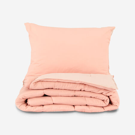 Plumón Single Bicolor Taupe / Rosa