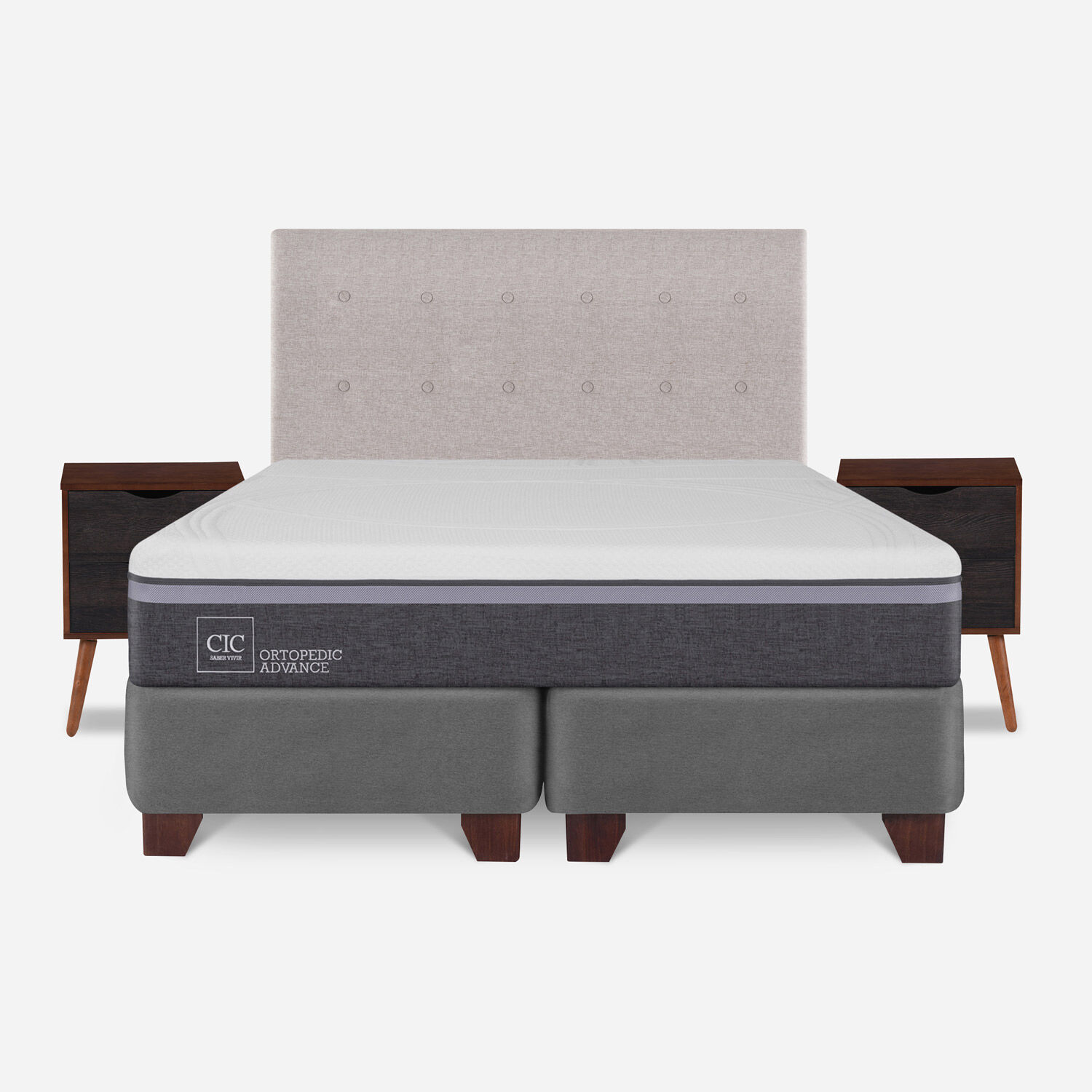 Box Spring 2 Plazas Ortopedic Advance Base Dividida + Set Tigris