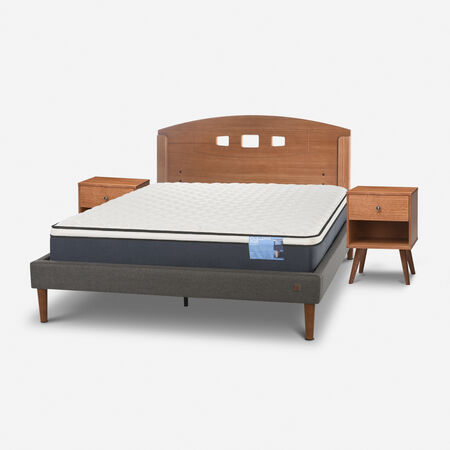 Cama Europea Curve 2 Plazas Excellence Plus + Set Gales Caramel