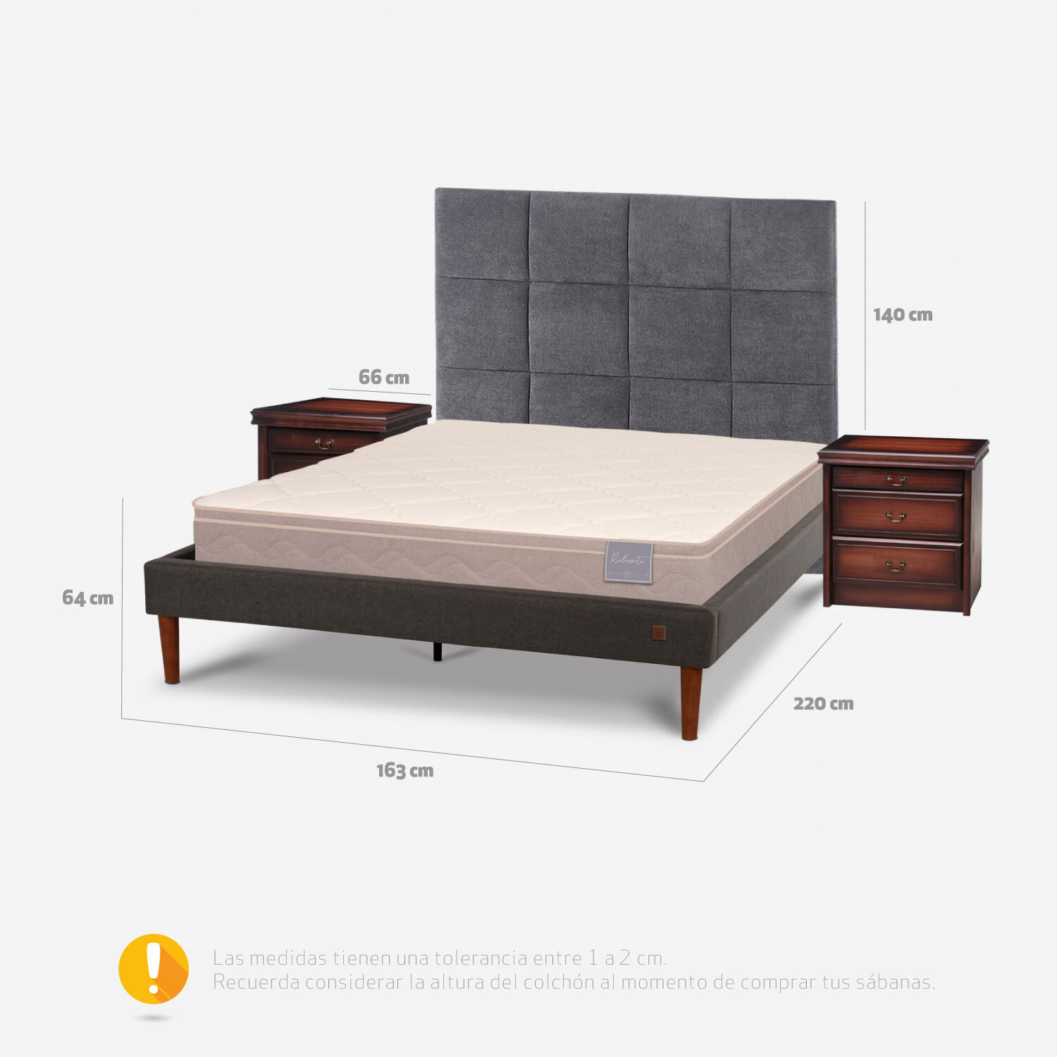 Cama Europea Curve 2 Plazas Rilassati + Set T&aacute;mesis