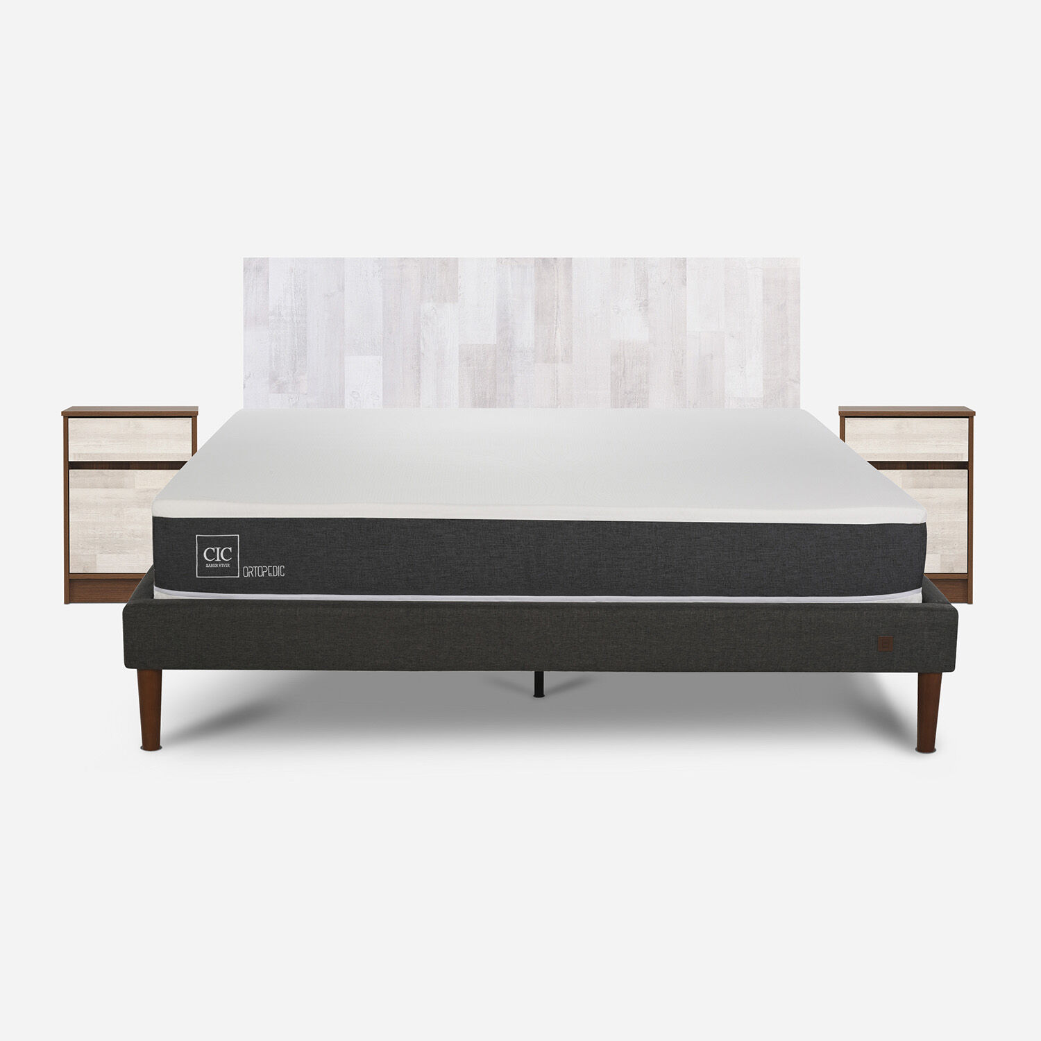 Cama Europea Curve 2 Plazas Ortopedic + Set Legno