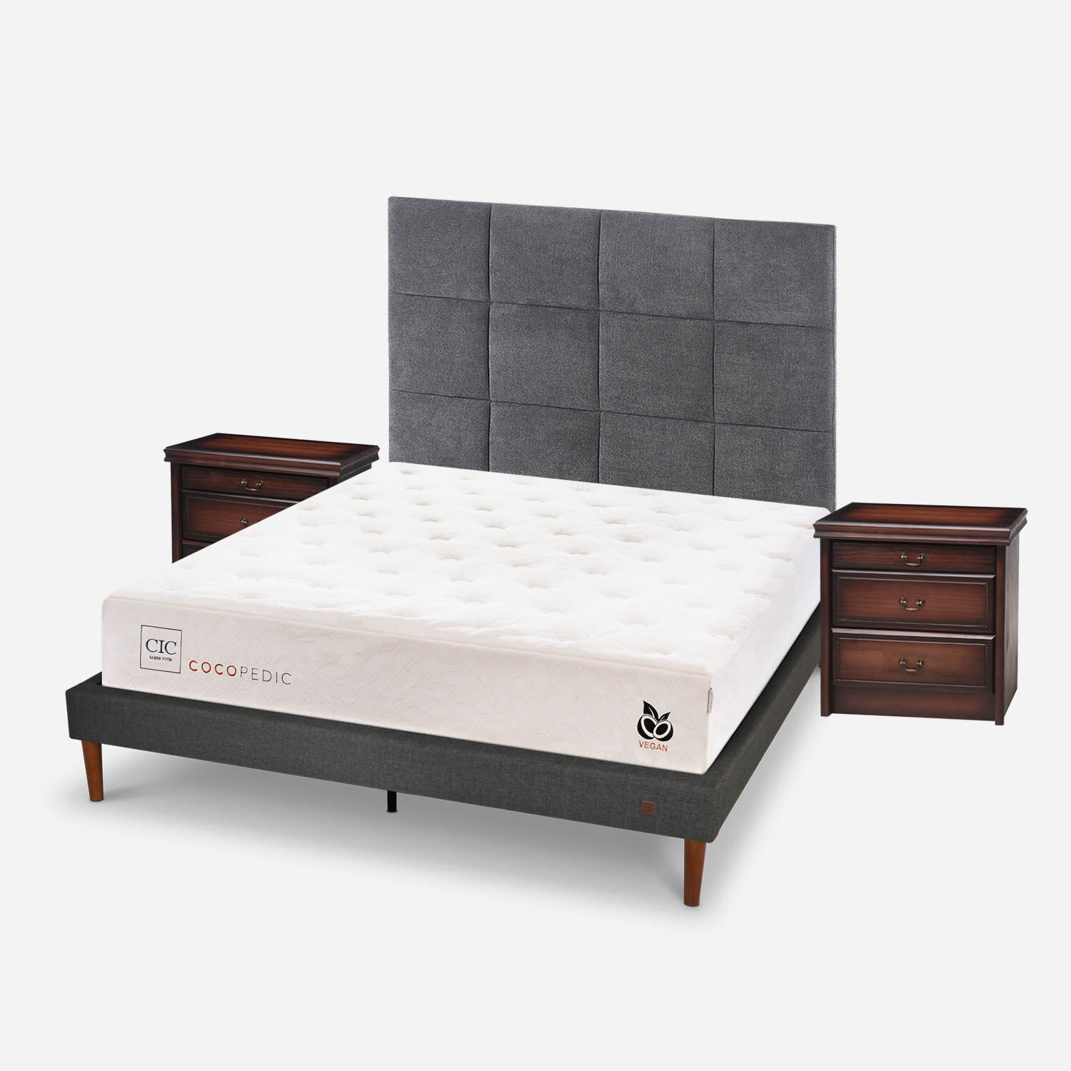 Cama Europea Curve 2 Plazas Cocopedic + Set T&aacute;mesis