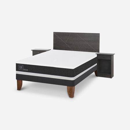 Cama Europea 2 Plazas Ortopedic Base Normal + Set Villarrica Gris